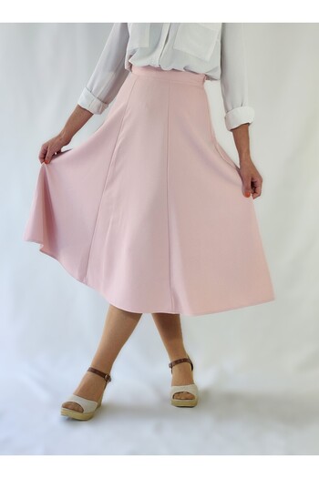 YAXİ Dusty Pink Six Piece Maxi Woven Belted Skirt