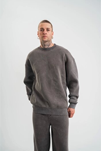 CVS Unisex Long Sleeve Crew Neck Washed Sweatshirt - Smoked