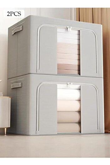 Generic 2 Pack Closet Storage Box With Metal Frame Clothing Storage Box