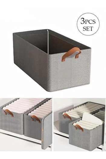 Generic 3pcs Wardrobe Clothing Storage Box Foldable Closet Storage Organizer Washable Closet