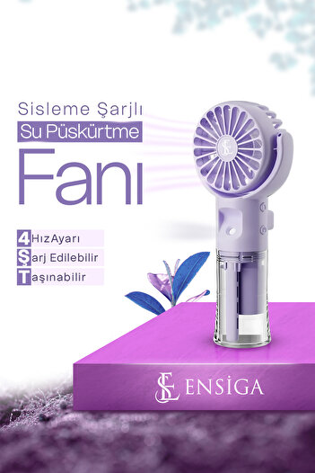 EN SİGA Şişe Sisleme Fanı, Şarj Edilebilir Taşınabilir Ayarlanabilir Küçük Fan, 4 Hızlı Su Püskürtme Fanı
