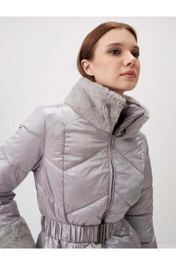 Jimmy Key Shiny Gray Slim Fit Puffer Jacket