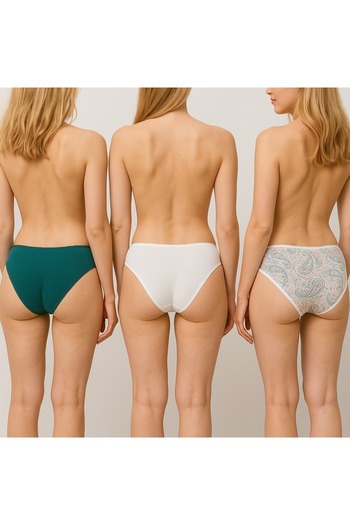 Pierre Cardin Lilith 2700 - Economic Pack of 3 Βαμβακερά εσώρουχα με βασική εκτύπωση και σχέδια