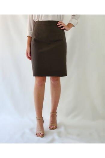 YAXİ Women's Khaki Textured Pencil Skirt