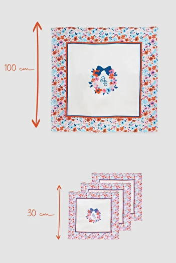 Atelier Babbi Muslin Baby Cover and 3-Piece Mouth Diaper Set - Little Flowers / Red