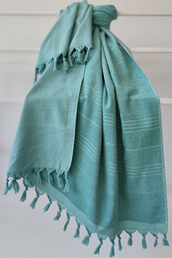 Sevim 100% Cotton Towel Peshtemal 90X170Cm - Soft and Highly Water Absorbent-Green