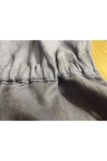 SOLOBUY Linen Dresses, Color Blue, Length Over Knee, V-neck, With Pockets