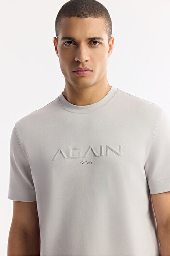 Avva Men's Regular Fit Gray Crew Neck Printed Bi-Stretch Interlock T-Shirt A51Y1132