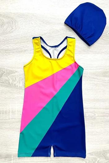 My Kids Wear Swimsuit with Swim and Shorts for Girls - Bonnet Design