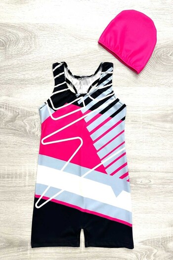 My Kids Wear Swimsuit with Swim and Shorts for Girls - Bonnet Design