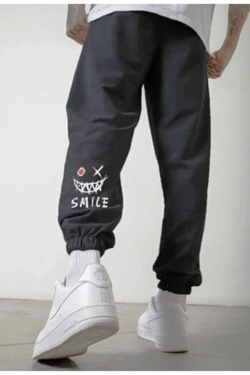 VERSCOVE Smile Printed Rubber Leg Side Pocket Jogger Sweatpants
