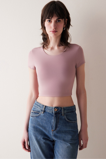 Penti Dried Rose Back Detail Crop T-Shirt