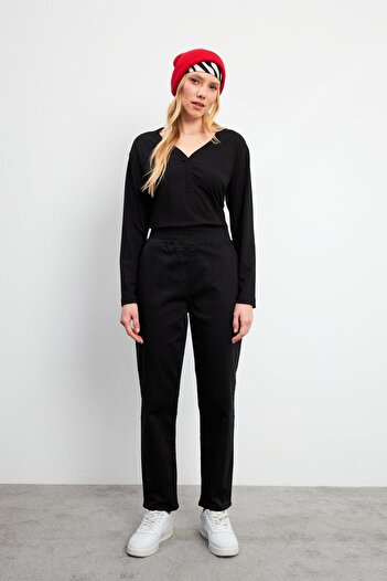 VENA Women's Marla Black Color High Waist Slouchy Pants