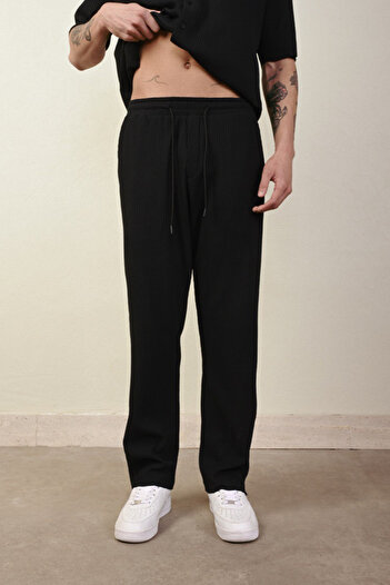 İLKCET MODA Ribbed Ottoman Oversize Trousers