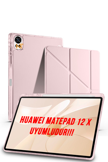 Nezih Case Huawei Matepad 12 X 2025 Compatible Trifolding Soft Silicone Case with Pen Compartment on the Back