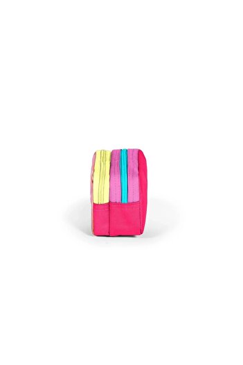 Coral High Kids Pink Neon Coral Fashion Girl Patterned Two Compartment Pencil Bag 22144