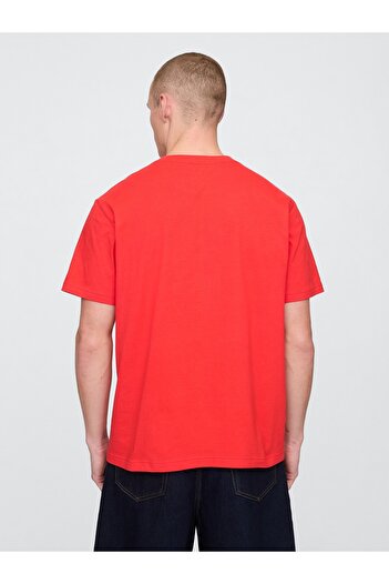 GAP Erkek Kırmızı Everyday Soft Relaxed Grafik T-Shirt