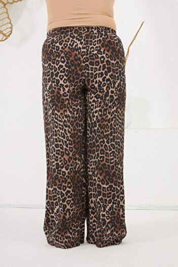 RMG Plus Size Elastic Waist Trousers Leopard