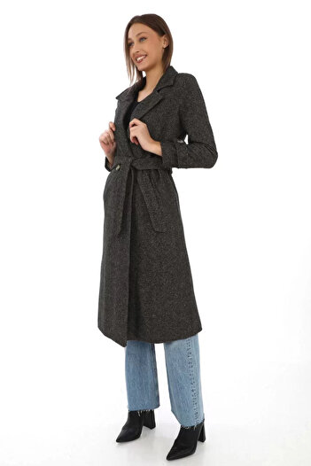 MODA Women's Lined Fish Back Cashmere Cashmere Coat - Brown
