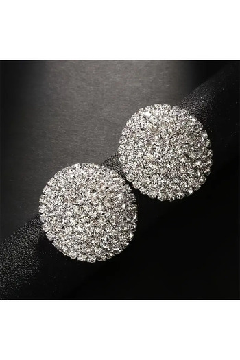 byozanyılmaz Complete Stone Processed Design Oval Earrings