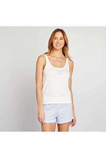 KIABI Printed vest top + shorts pyjama set - 2-piece set WHITE