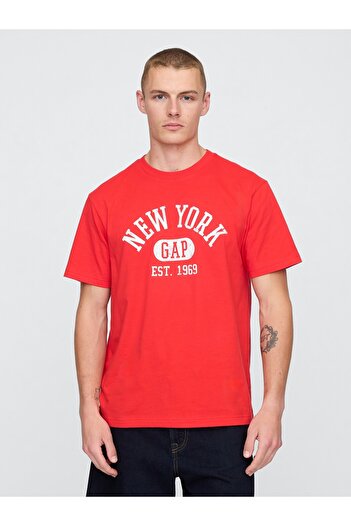 GAP Erkek Kırmızı Everyday Soft Relaxed Grafik T-Shirt