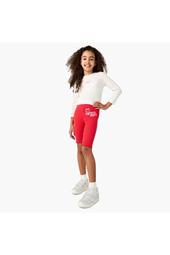 Juniors Printed Shorts with Elasticated Waistband and Lettuce Hem