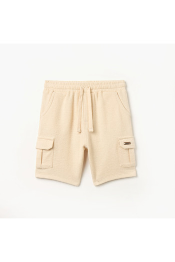 giggles Textured Shorts with Drawstring Closure and Pockets