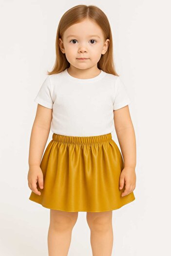 Soft kids Girl's Leather Skirt Bottom Top Set