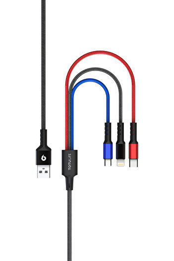 Totulife NYLO Series Cable 3in1 3.0A 1.2M - Tri