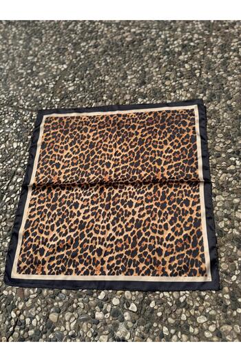 Axesoire 14937 Leopard Patterned Black Bandana Scarf