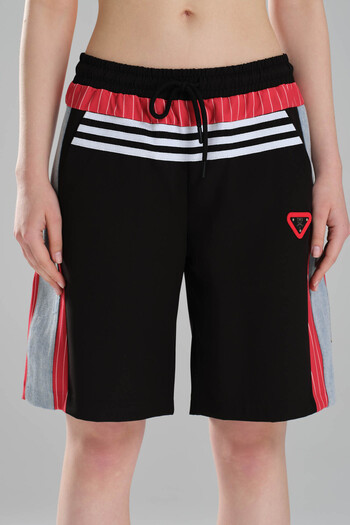 tw3 Women's Stripe Detailed and Denim Garnished Design Bermuda Shorts