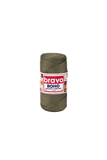 Bravo Νήματα μακραμέ από πολυεστέρα Boho 1, 5 mm 200 gr 300 μέτρα Νο: 3 (Κωδικός χρώματος: 192) Χακί Πράσινο