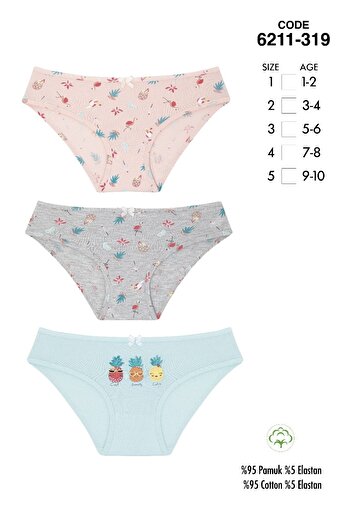 Cicito Chiloți bikini colorați din bumbac Lycra pentru fete, pachet de 3 6211