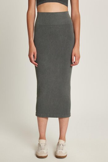 Tudors Women's Slim Fit Cotton Plain Long Anthracite Skirt