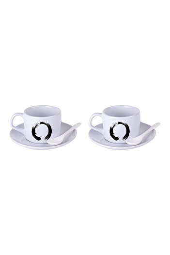 LIWOGY Loop Printed Tea & Coffee Cup Set with Double Spoon