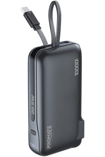Promate Ultra-Compact Wall Charger Power Bank 10000 mAH