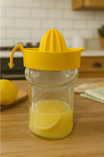 SİHİRLİ AYAKLAR Yellow Color Practical Lemon Citrus Juicer with Glass Chamber 400ml