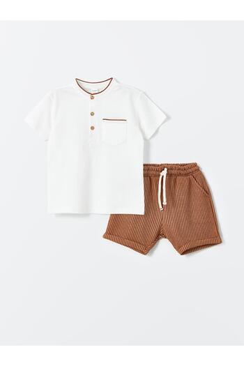 LC Waikiki Judge Collar Short Sleeve Baby Boys T-Shirt and Shorts 2-Piece Set (S4)