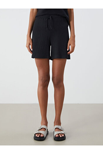 LC Waikiki Sparkling Selections from Shining Store |   Textured Women's Shorts with Elastic Waistband
