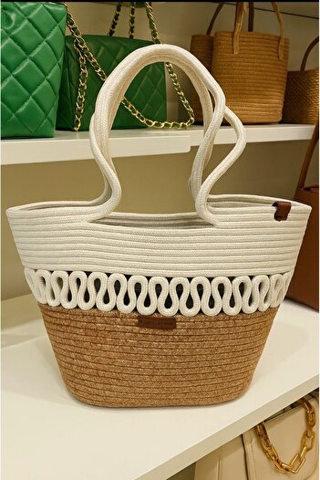 HLM TEKSTİL Beach Bag, Wicked, Jute, Shoulder Bag, Stylish Women's Bag