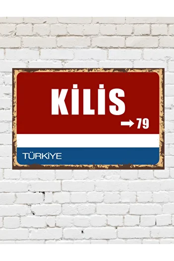 TABLOX Kilis 79 Decorative City Plate Retro Table Mdf Wooden Table Street Sign Gift
