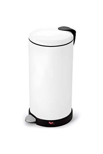 AKC 27L Stainless Steel Pedal Trash Can – Modern White Powder-Coated Waste Bin with Slow-Close Lid