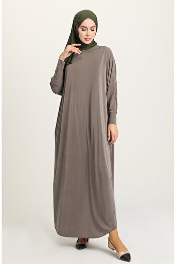 sefamerve Bat sleeve loose dress 2000-10 dark mink