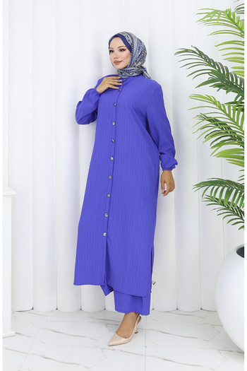 sefamerve Bürümcük Fabric Tunic Trousers Double Set 2093-05 Light Purple