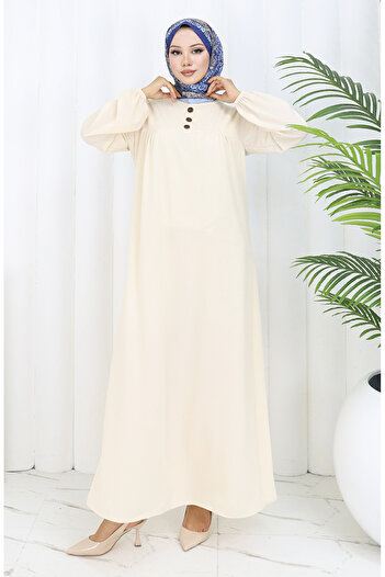 sefamerve Cream patterned dress 4109-04