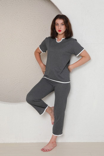 FAMES PİJAMA Yazlik Combed Women's Pajama Set