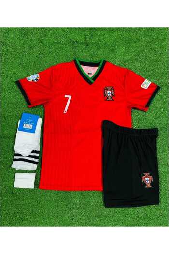 After Party Portugal 2024-25 New Season Cristiano Ronaldo Home Kids Jersey Set of 4 Vs Sports Singlet