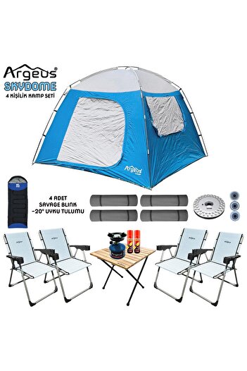 ARGEUS Skydome 4 Kişilik 3 Mevsim Kamp Çadırı Seti