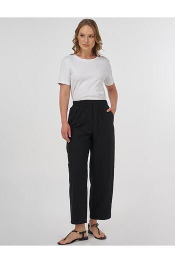 Kayra Relaxed Fit Viscose Trousers Black